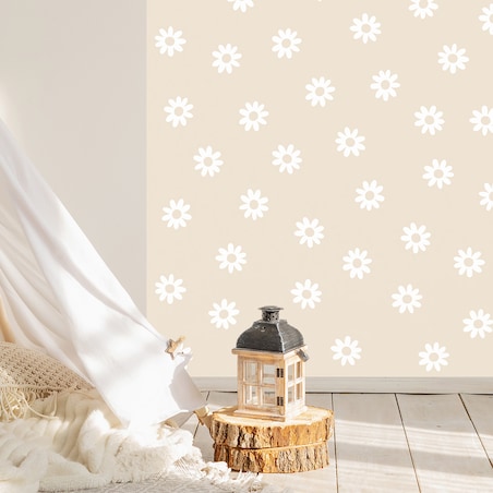 Naklejka na ścianę łuk latte - stokrotki XL