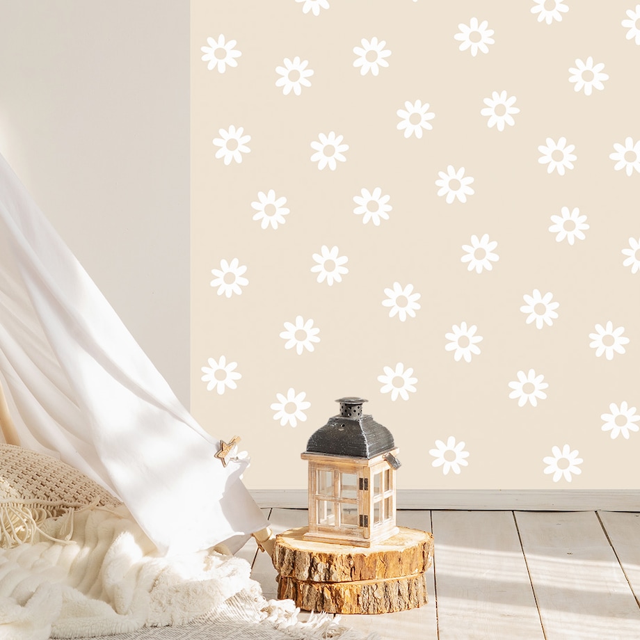 Naklejka na ścianę łuk latte - stokrotki XL