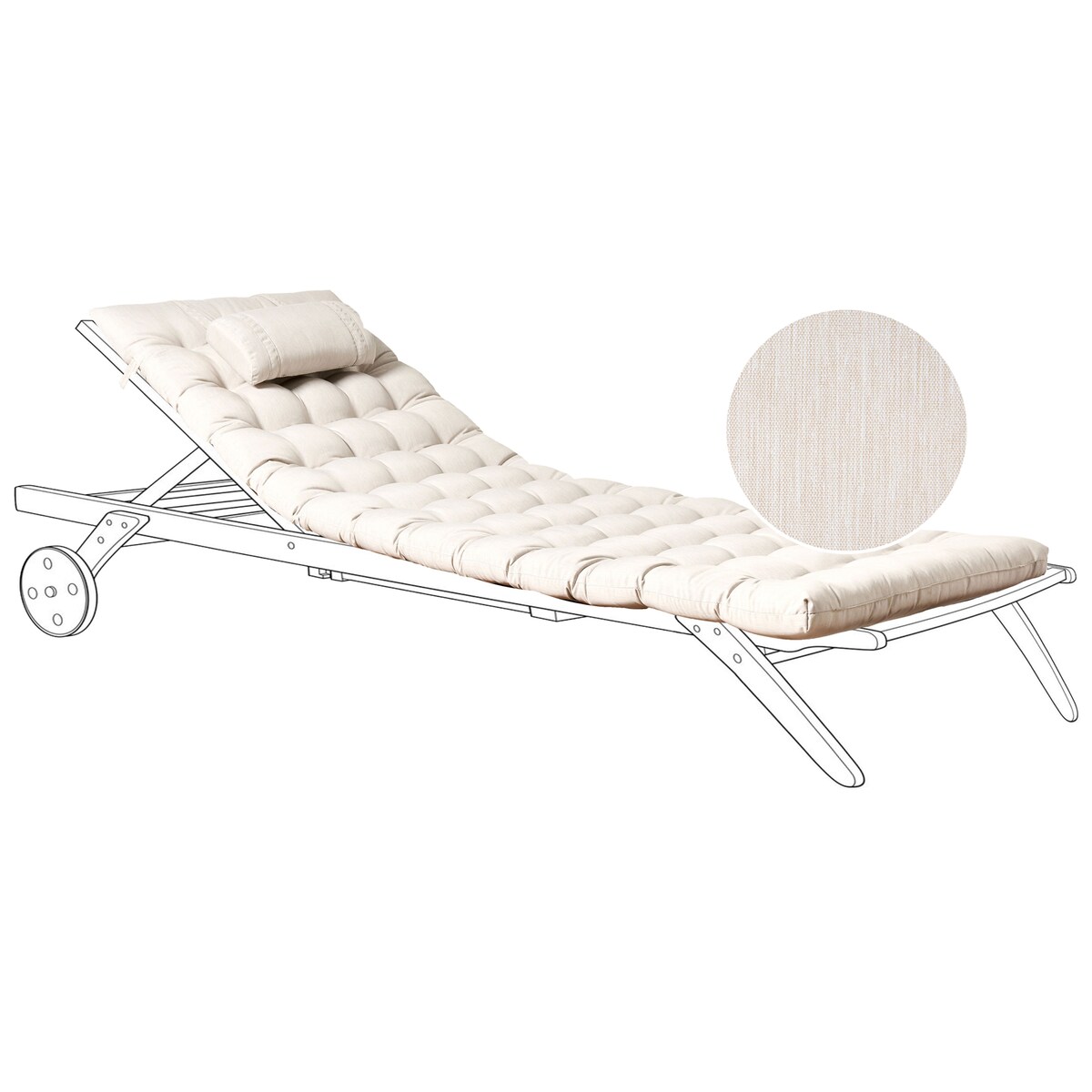 Poduszka na leżak ogrodowy CESANA PREMIUM 192 x 56 cm Jasnobeżowy