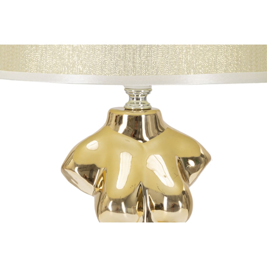 Lampa stołowa Glam Woman, kolor złoty, ceramika, żelazo i tkanina, 25 x 25 x 39,5 cm, 1 x E27, max. 40 W, motyw: postać kobieca, Mauro Ferretti