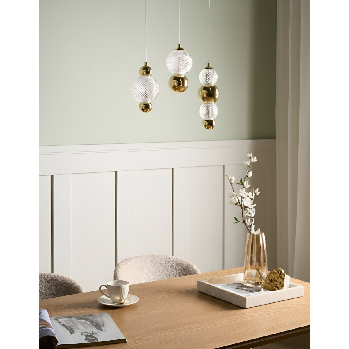 Lampa wisząca 3-punktowa SORA LED Szkło Złoty