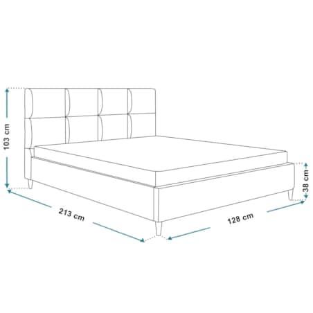 Łóżko tapicerowane 120x200 LUXO 1 drewniane nogi, tkanina Malmo- szare
