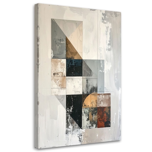 Obraz do salonu sypialni biura loftu, Nowoczesna Abstrakcja geometryczna w beżowo kolorach 60x90 cm
