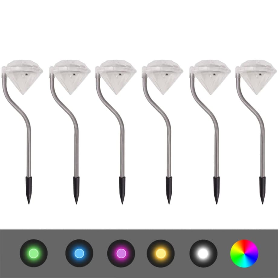 vidaXL Lampki solarne ogrodowe LED 6 szt, 9x7,8x29,5 cm