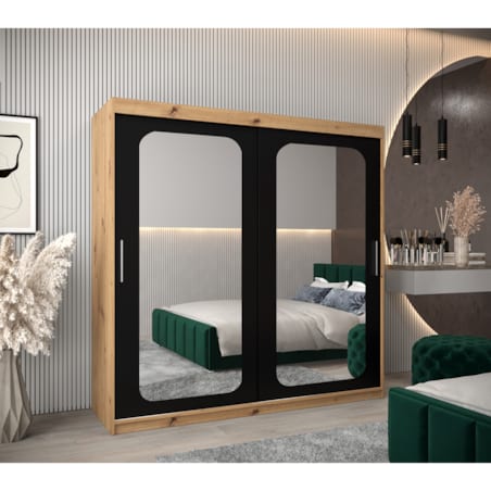 Szafa przesuwna Garderoba PROMO T3 200 artisan/czarny