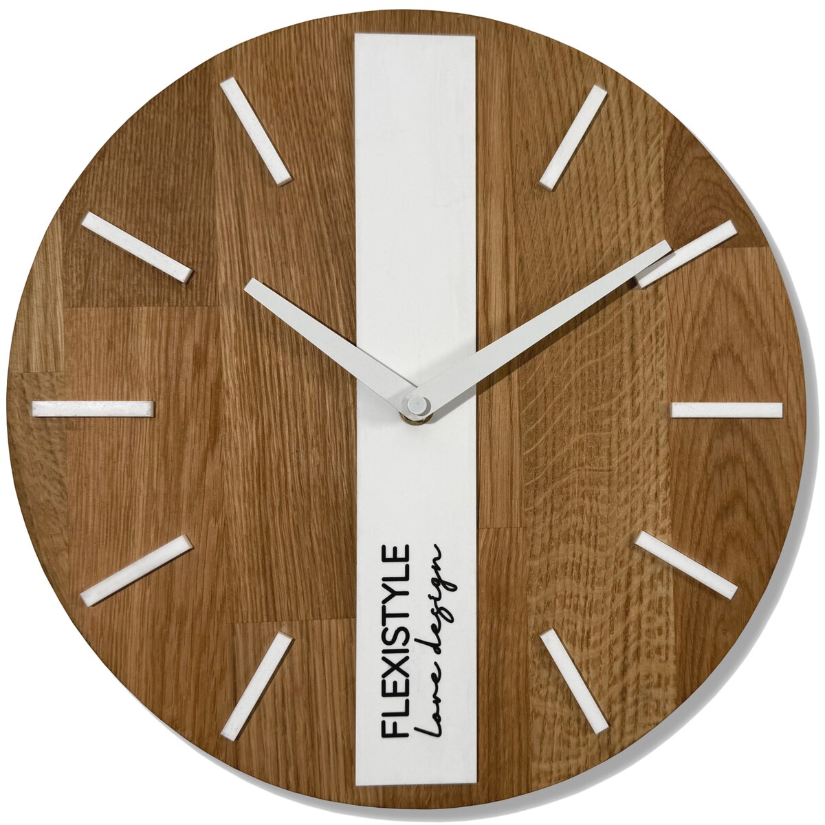 Drewniany zegar na ścianę Dąb Klasyk 30cm biały