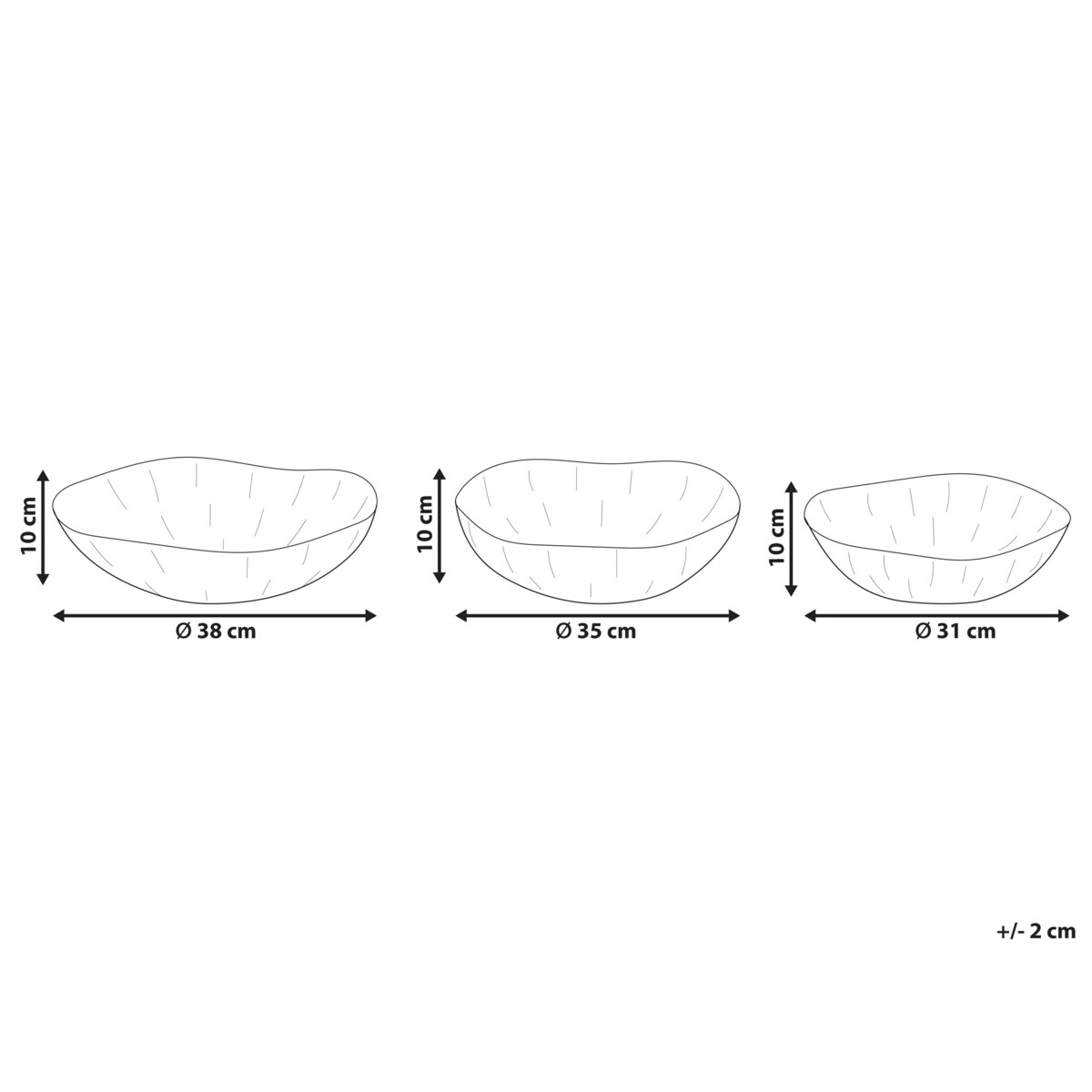 Zestaw 3 mis dekoracyjnych PINANG Metal Mosiężny