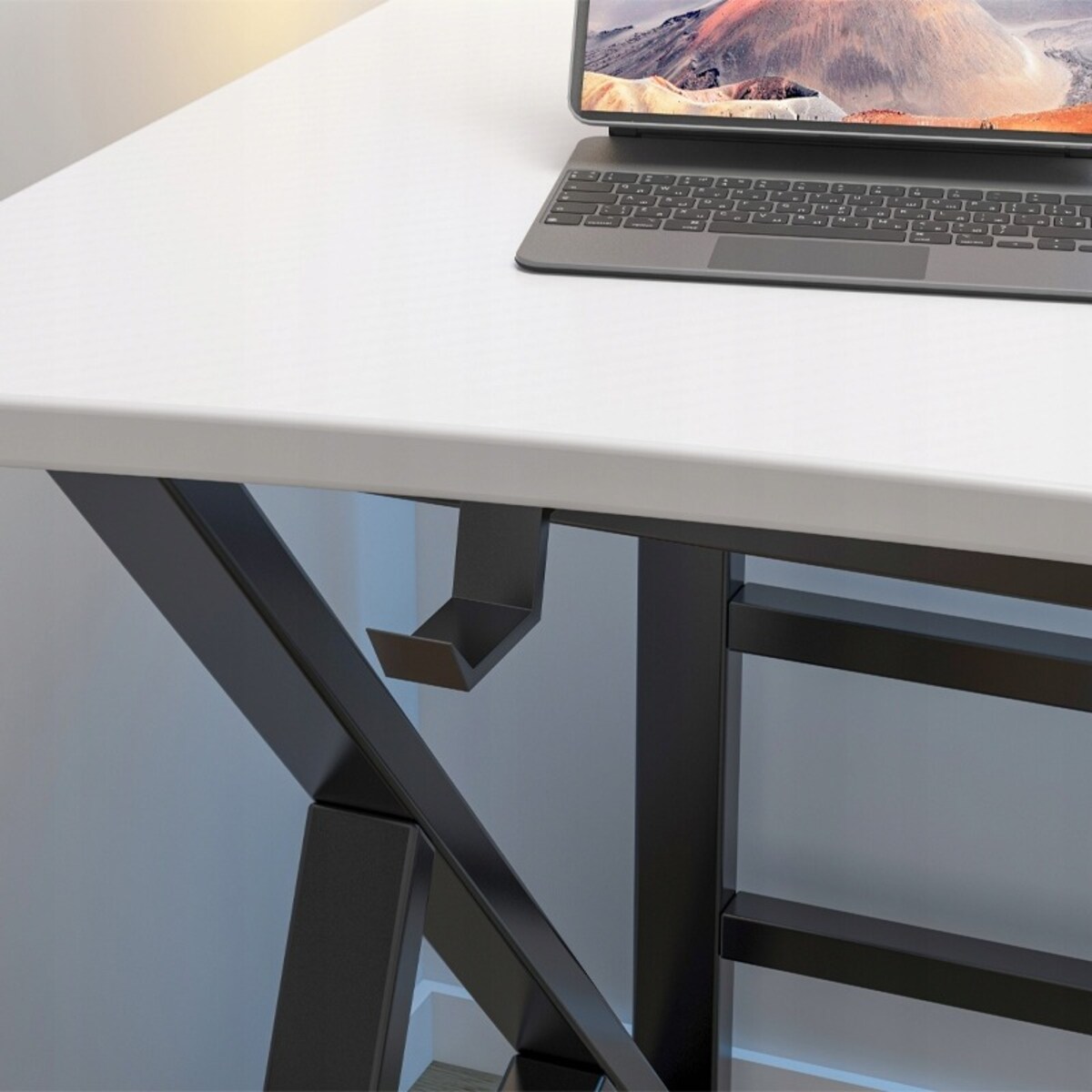 Biurko Komputerowe Białe Gamingowe Nowoczesne Dla Gracza Loft Duże 120 Cm