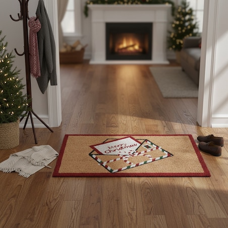 Wycieraczka świąteczna wejściowa kokosowa 39x59x1,5 cm LETTERA A BABBO NATALE