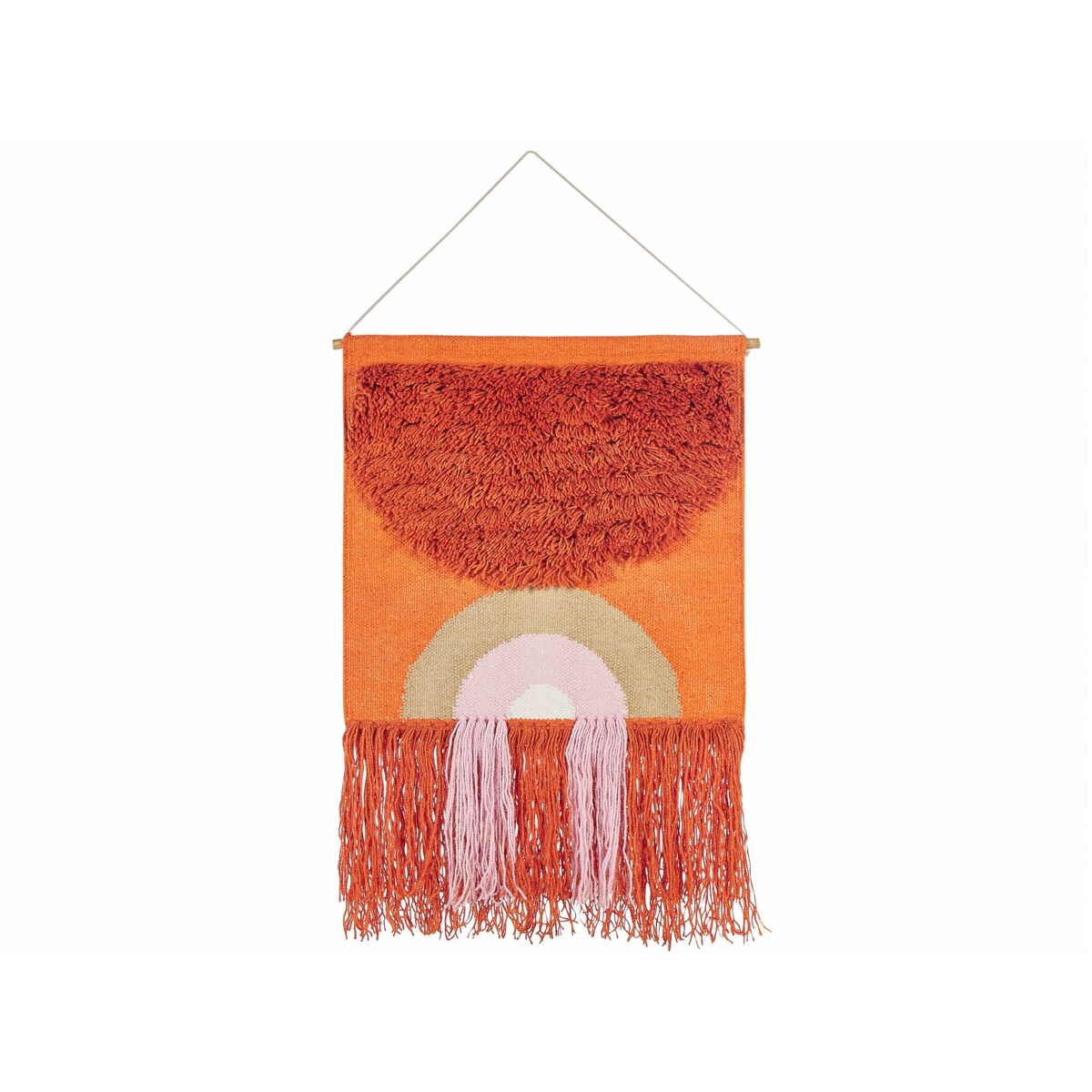 Dekoracja ścienna z frędzlami bawełniana pomarańczowa KAMALIA