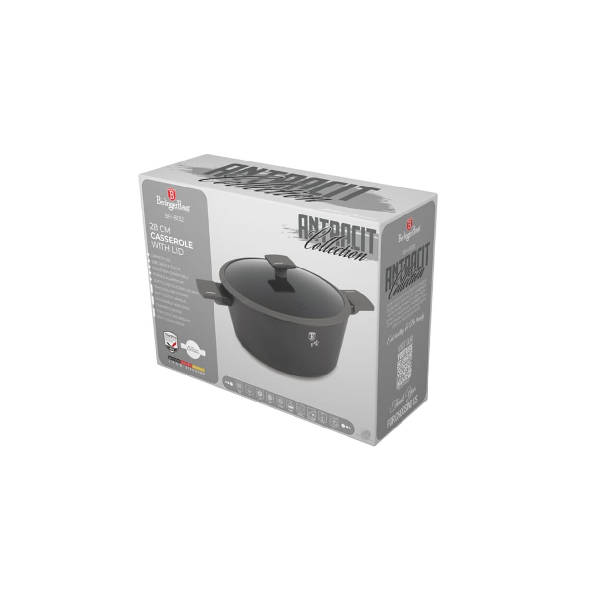 Garnek tytanowy z pokrywką 28cm 6.1L BERLINGER HAUS Antracit