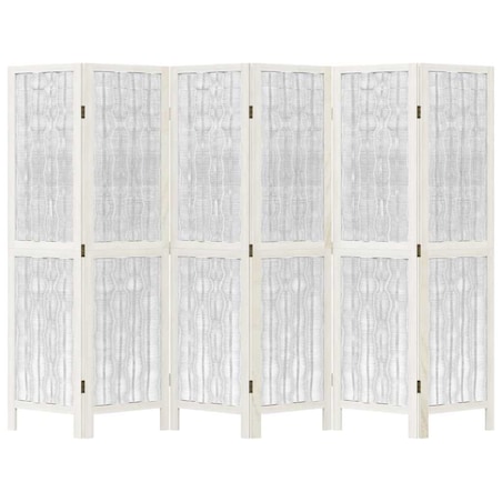 vidaXL Parawan pokojowy, 6-panelowy, biały, lite drewno paulowni