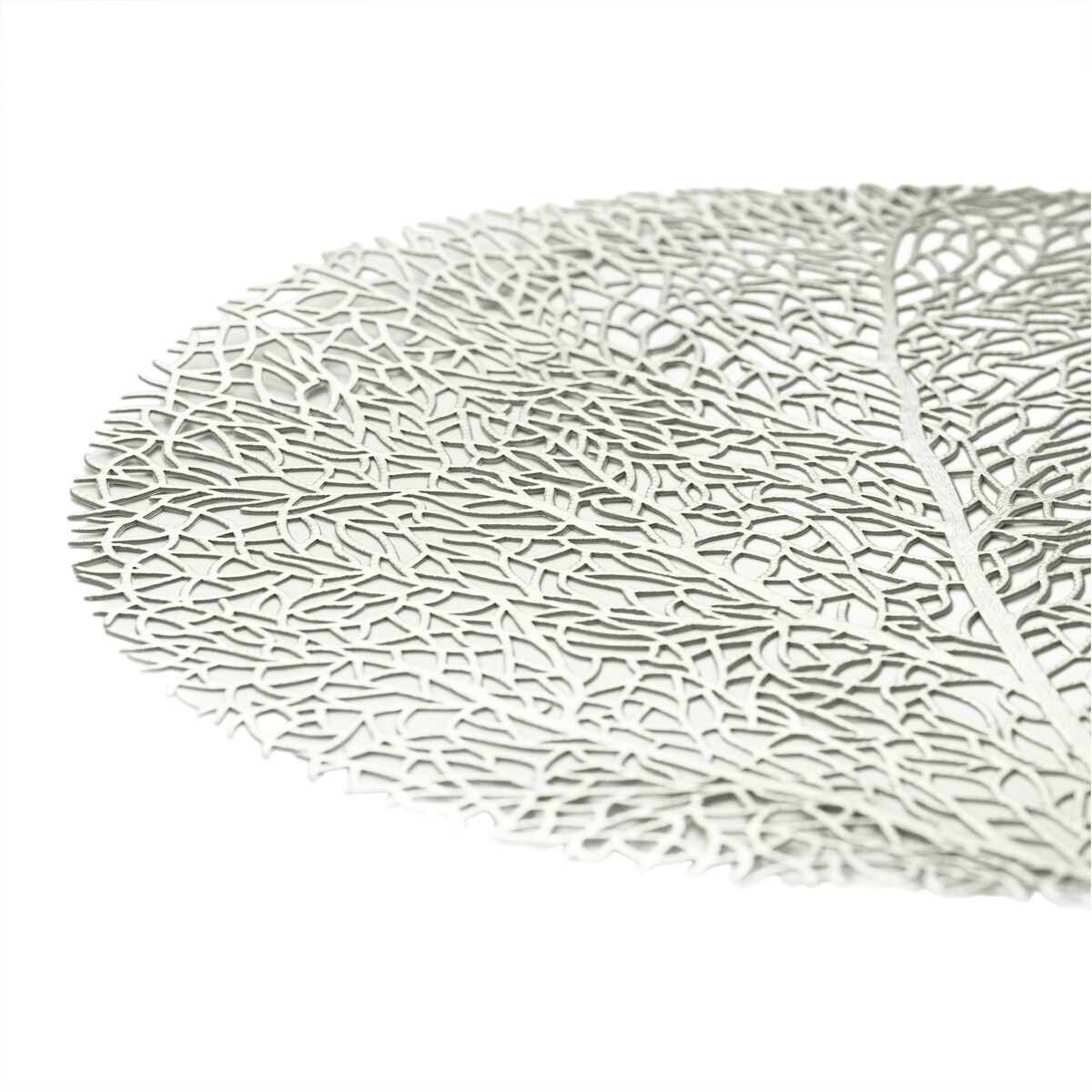 Podkładka Ażurowa Na Stół Mata Stołowa Pod Talerz Ozdoba 38 Cm Drzewo Pvc Srebrna