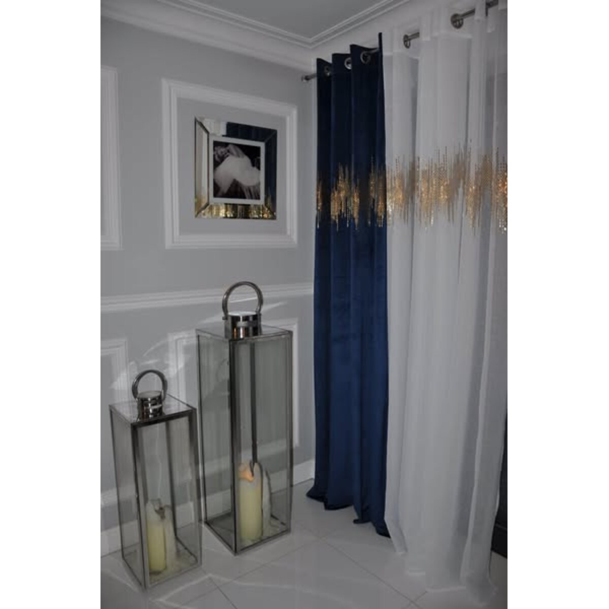 zasłona welurowa ecg gold 140x250 cm granatowy