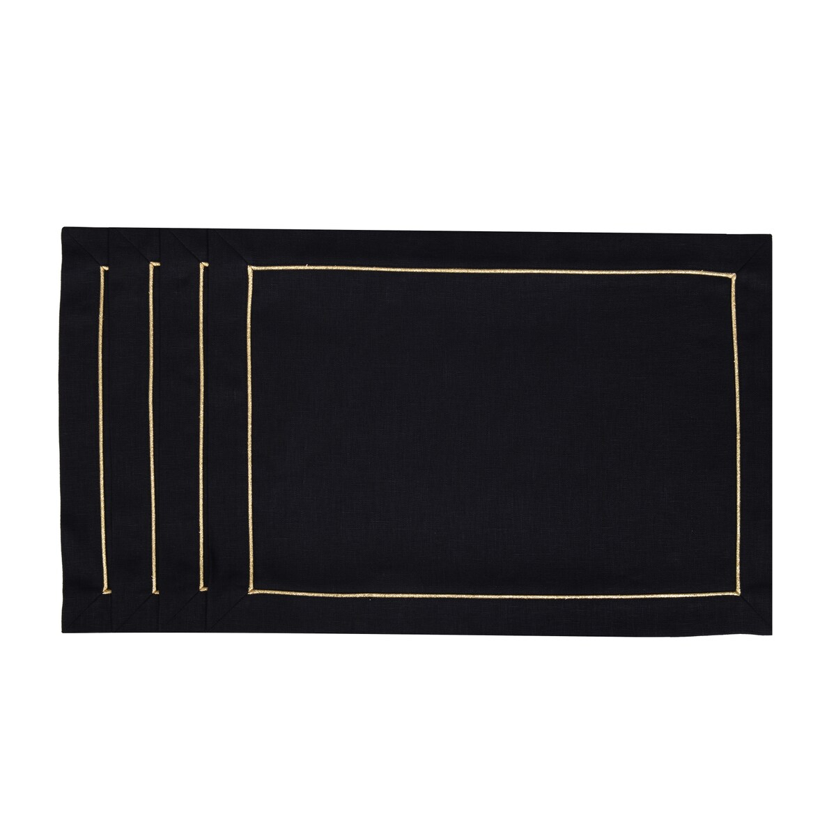 Lniane Podkładki Royal Black Goldenline – komplet 6 szt.
