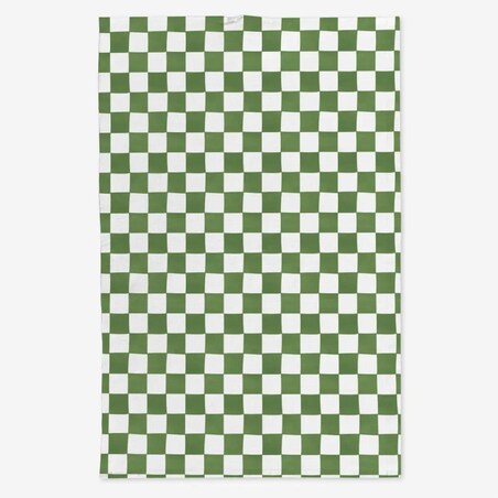 Lniany ręcznik kuchenny - zielona krata