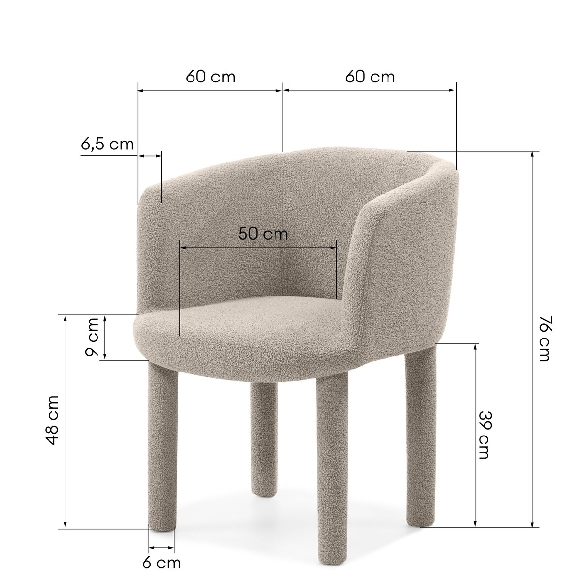Fotel tapicerowany bouclé szaro-brązowy Moon