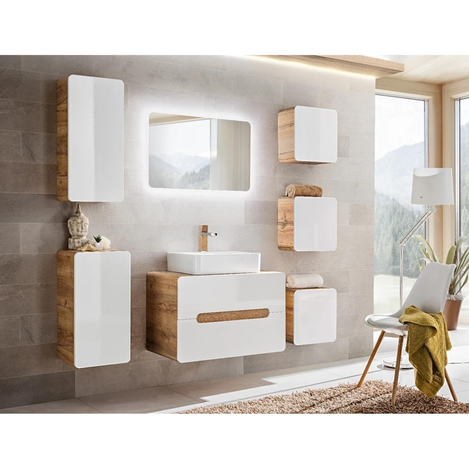 Szafka łazienkowa ARUBA 830 35 cm biała/dąb