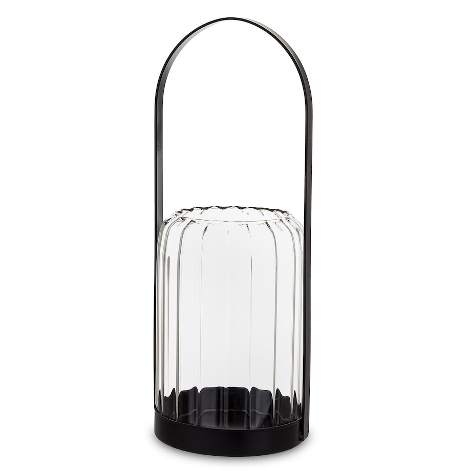 Lampion szklany z metalem 34x13x13 cm CORA