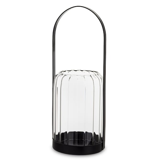 Lampion szklany z metalem 34x13x13 cm CORA