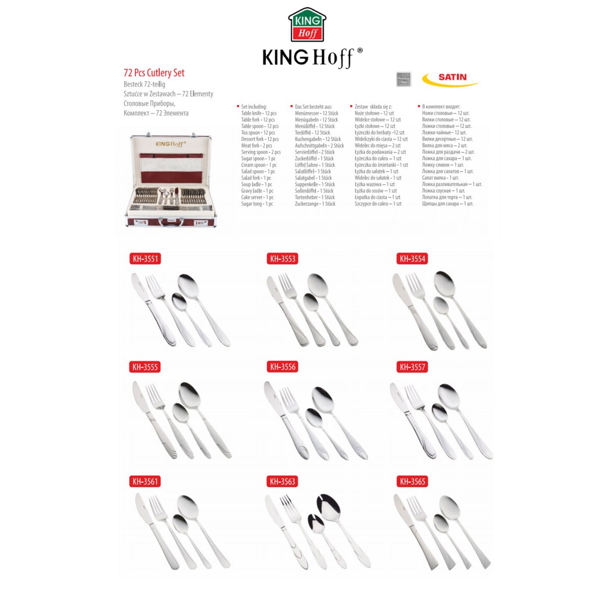 Kinghoff Sztućce 72Ele. Satyna Kh-3554