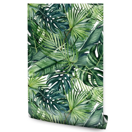 Tapeta Liście TROPIKALNE Malowane Akwarelą