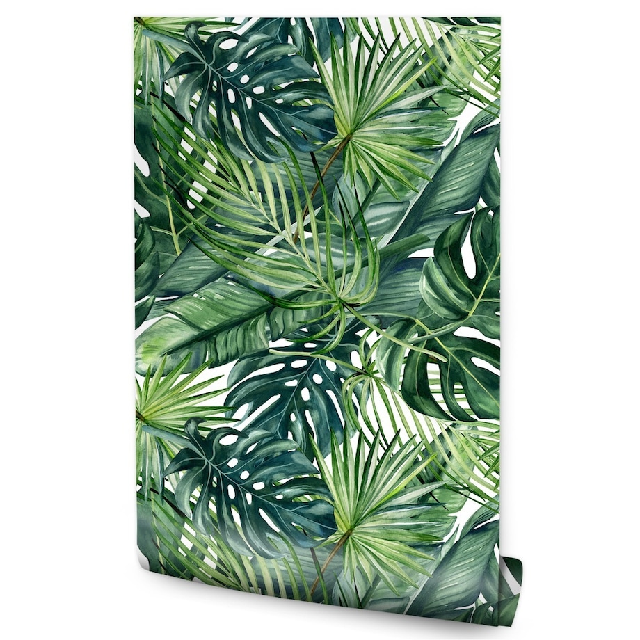 Tapeta Liście TROPIKALNE Malowane Akwarelą