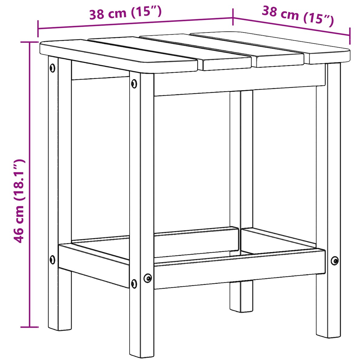 vidaXL Stolik Adirondack Biały 38x38x45 cm HDPE