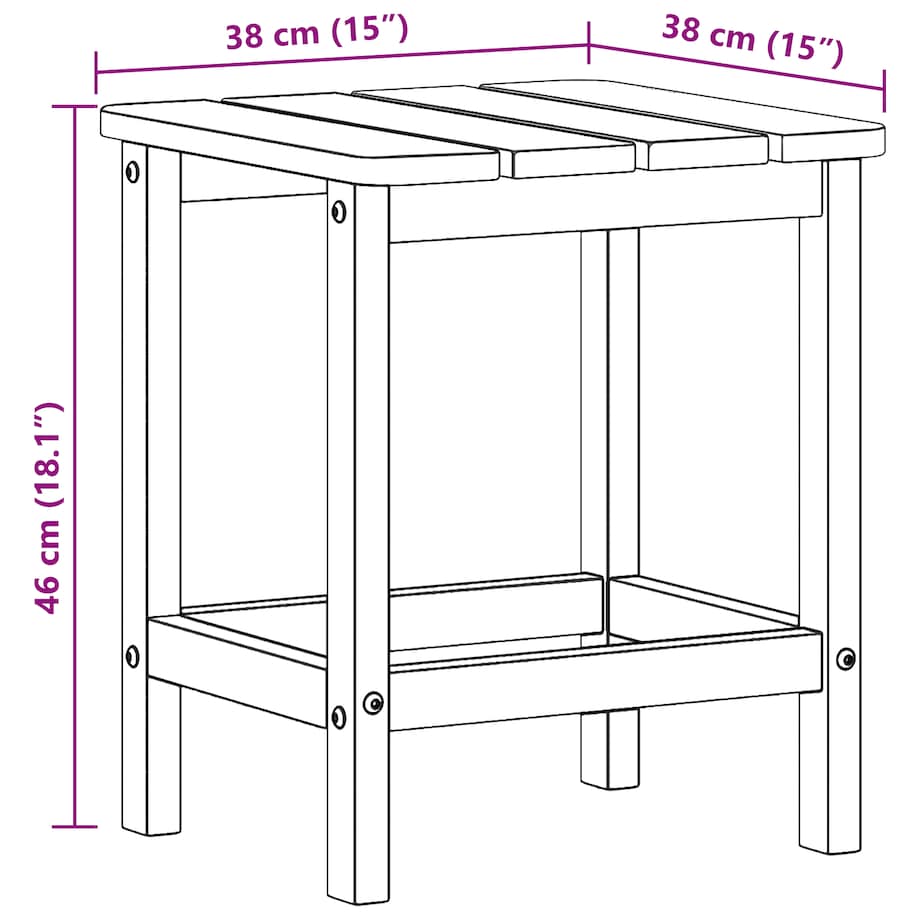 vidaXL Stolik Adirondack Biały 38x38x45 cm HDPE