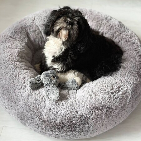 Legowisko pluszowe dla kota lub psa FUZZY, 70 cm, Szary