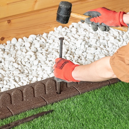 Obrzeże trawnikowe ogrodowe 1,2 m 1 szt 120x7x8 cm Mowing Edge z zestawem montażowym 1x4 szpilki kolor brązowy