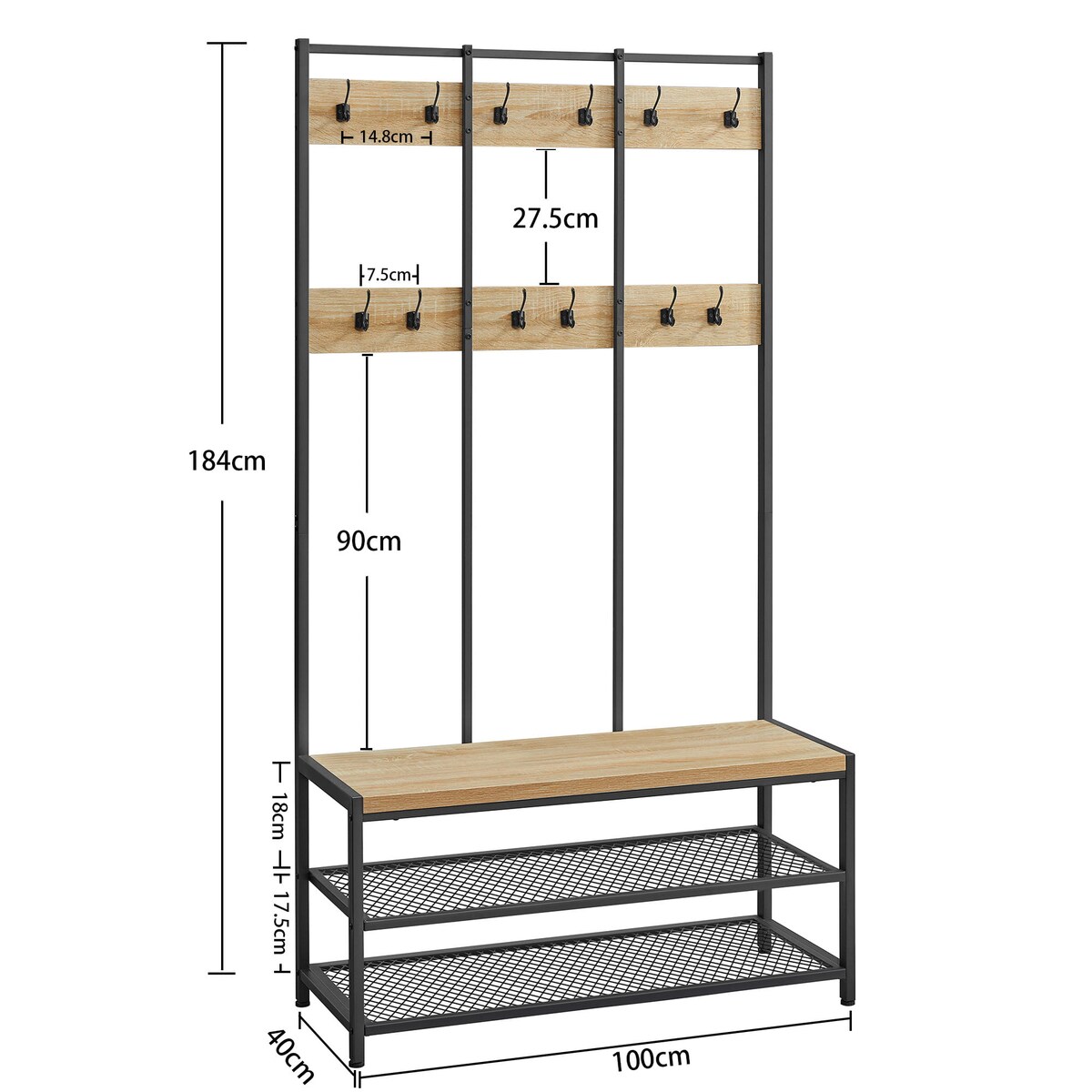 Wieszak Stojak Na Ubrania 100X40X184 Cm Sonoma
