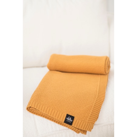 Pled pleciony musztardowy, 130 x 160 cm, La Manta