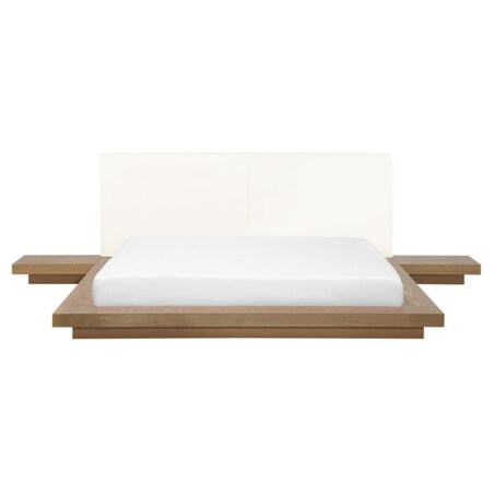 Łóżko wodne ze stolikami nocnymi 160 x 200 cm jasne drewno ZEN