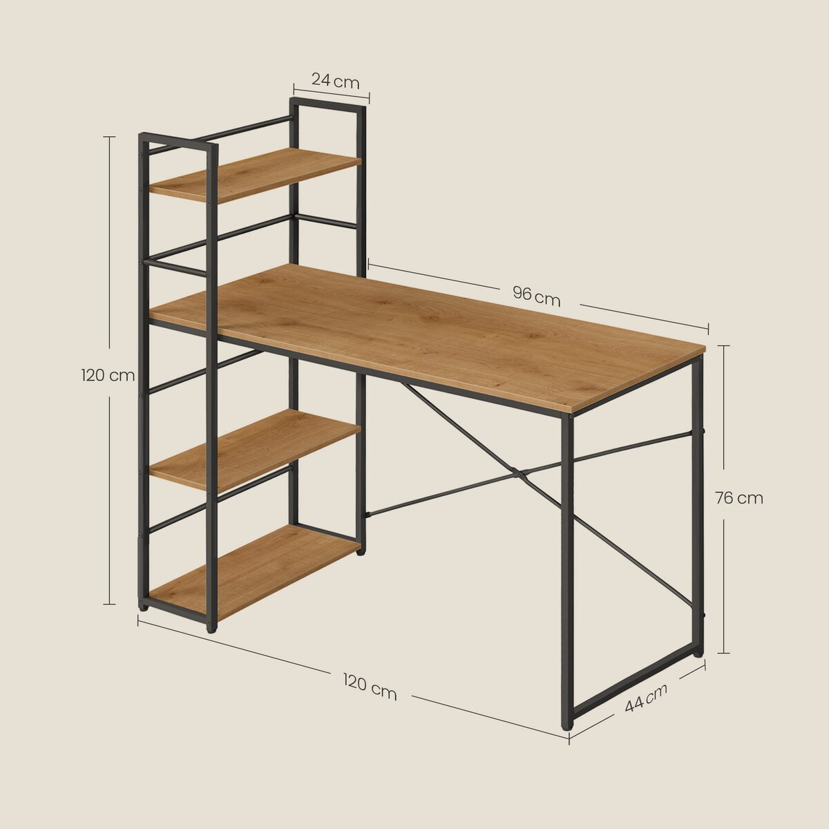 Biurko Komputerowe Max 4.0 Dąb, Czarny