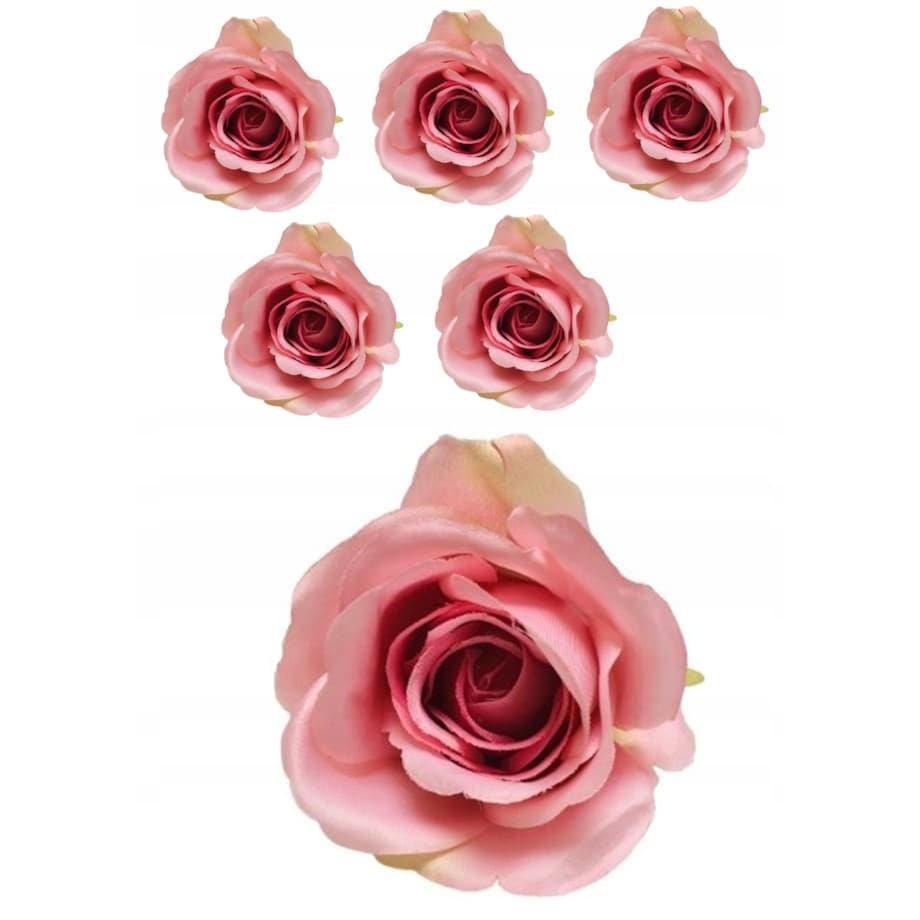 Róża sztuczna wyrobowa do wiązanek główka pąk kwiaty duża różowa stroika