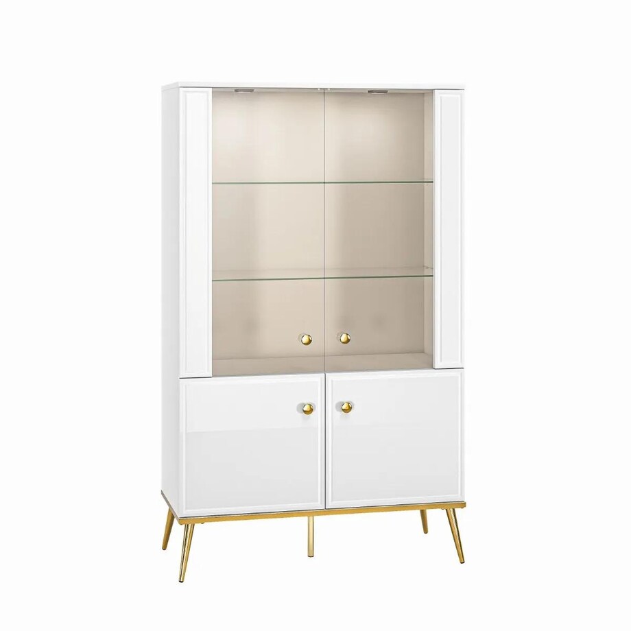 Witryna niska GALENA biały połysk z podświetleniem