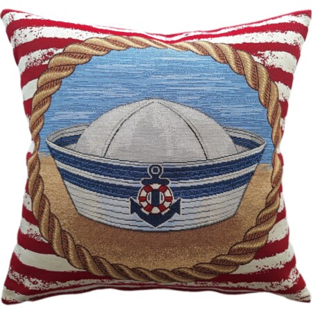 Poszewka Na Poduszkę Jasiek 45X45 Cm Żakardowa Dekoracyjna Ozobna Marynarska