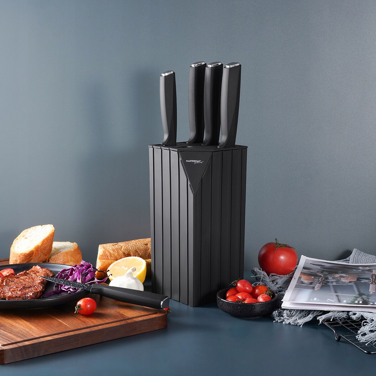 Zestaw Komplet Noży Kuchennych Marmurkowe W Bloku 6 El. Ostre Premium