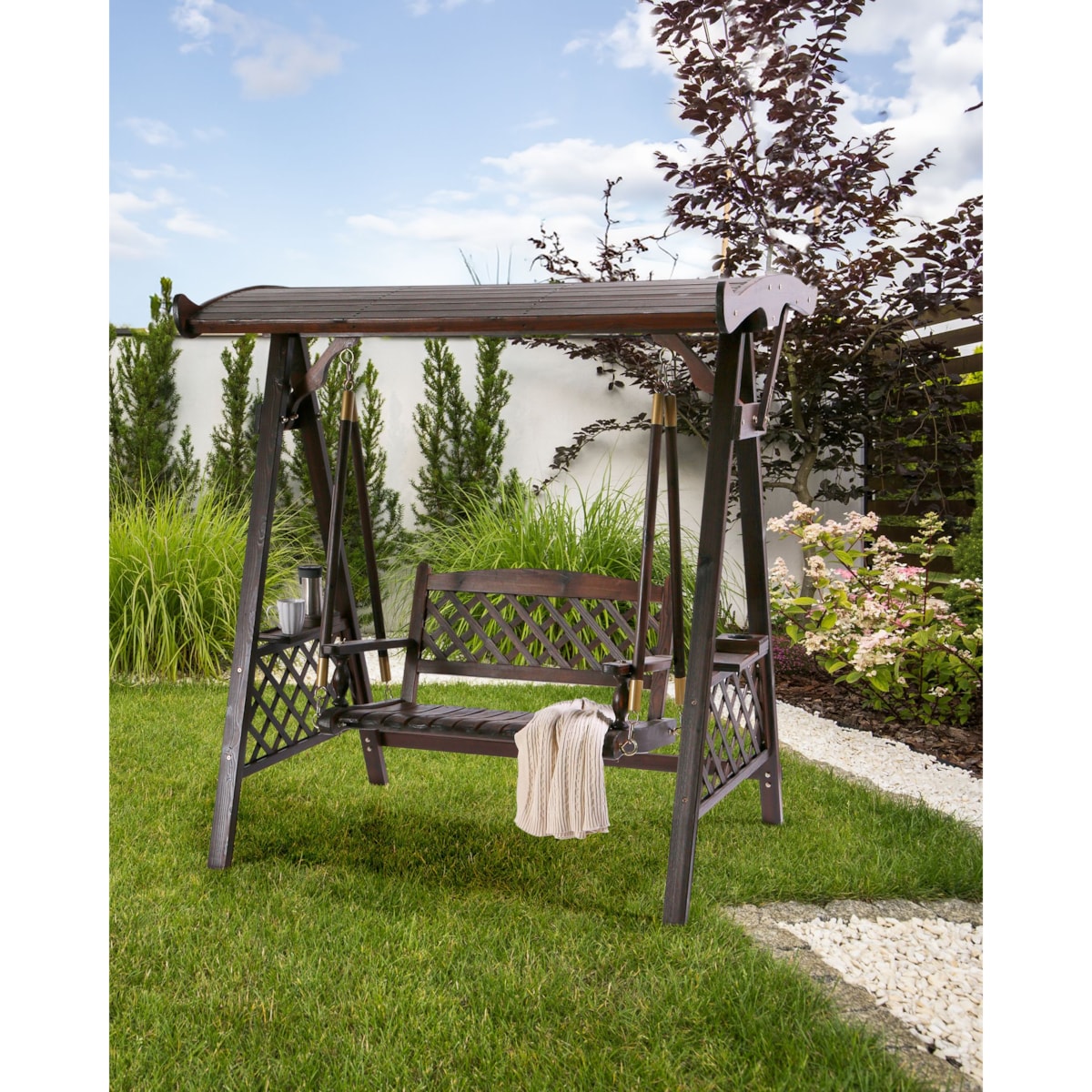 Huśtawka ogrodowa SENARICA Drewno Ciemne drewno