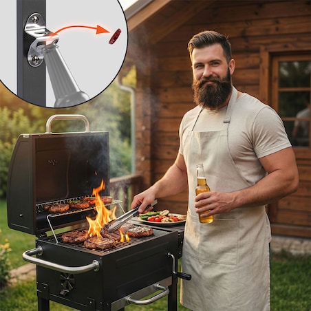 Grill węglowy ogrodowy Berdsen BD-894 komin stalowy ruszt 57x43 cm + termometr duży