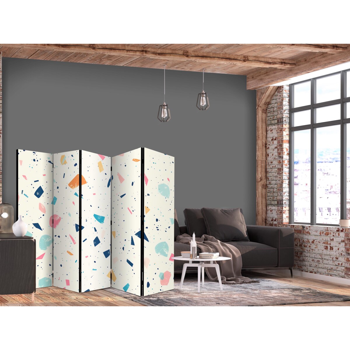 Parawan Dwustronny Kolorowe Lastriko 225x172cm