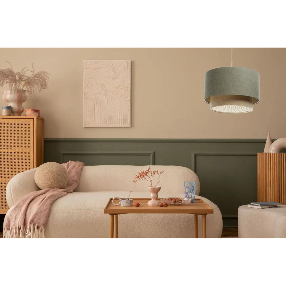 Lampa wisząca ERUTAN DOUBLE RATTAN 40 zielona/beżowa