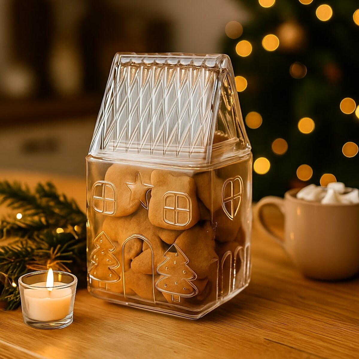 Szklany pojemnik ze świątecznym wzorem 1,5 L