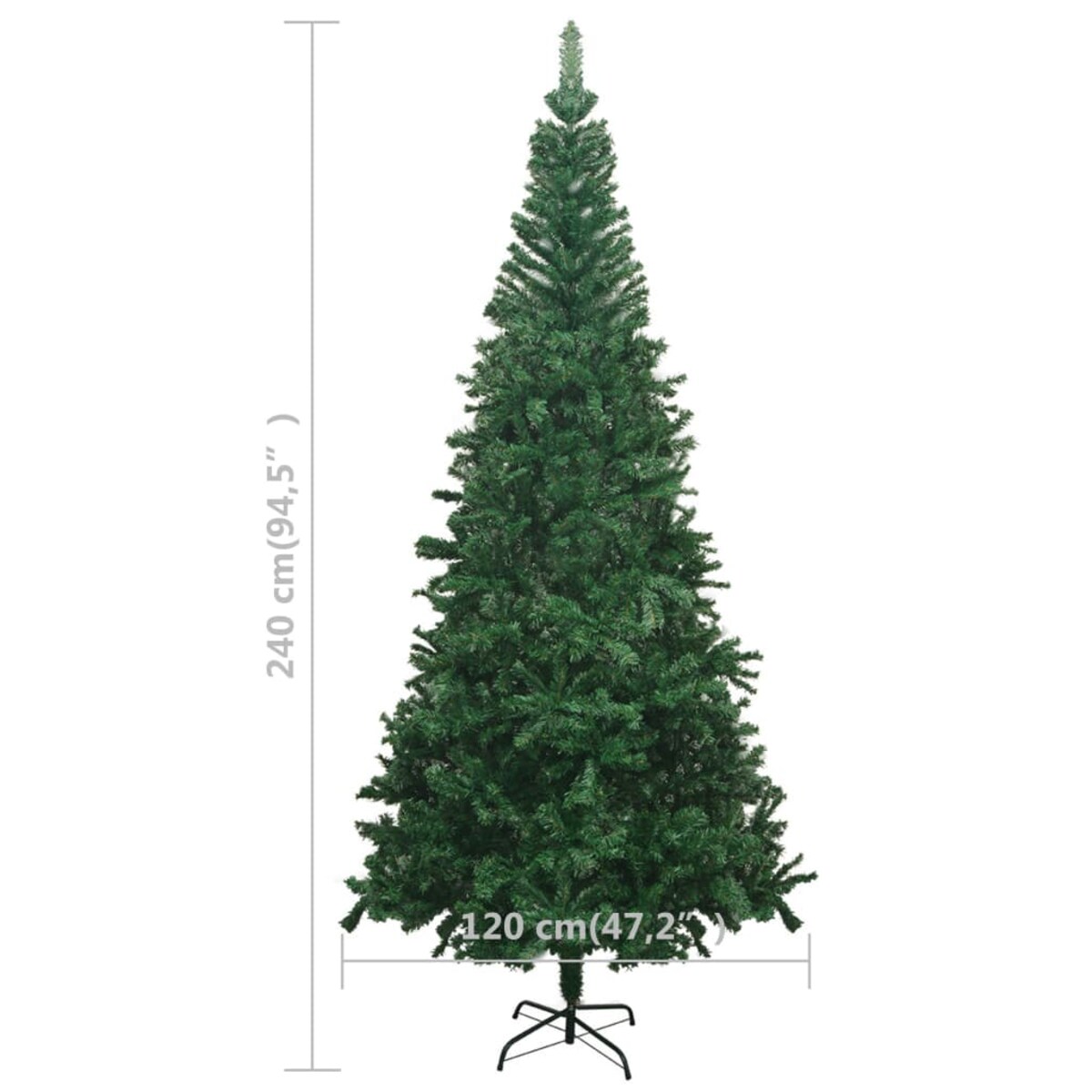 vidaXL Sztuczna choinka z lampkami i bombkami, L, 240 cm, zielona