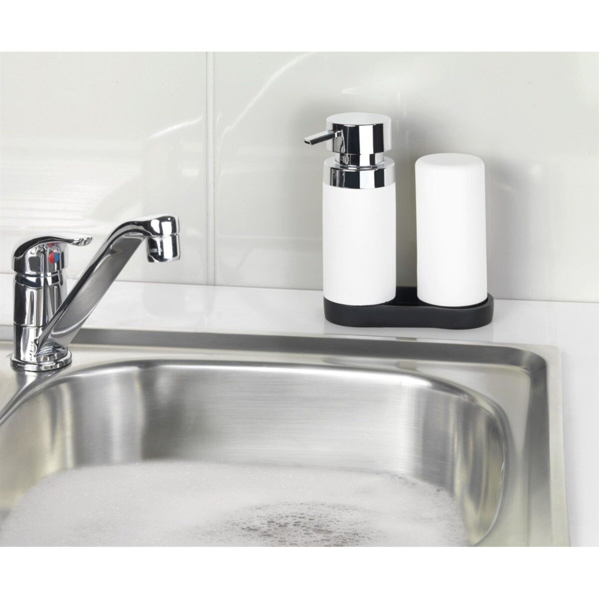 Dozownik z pompką do mydła, zestaw 2w1 do kuchni lub łazienki - 250 ml, WENKO