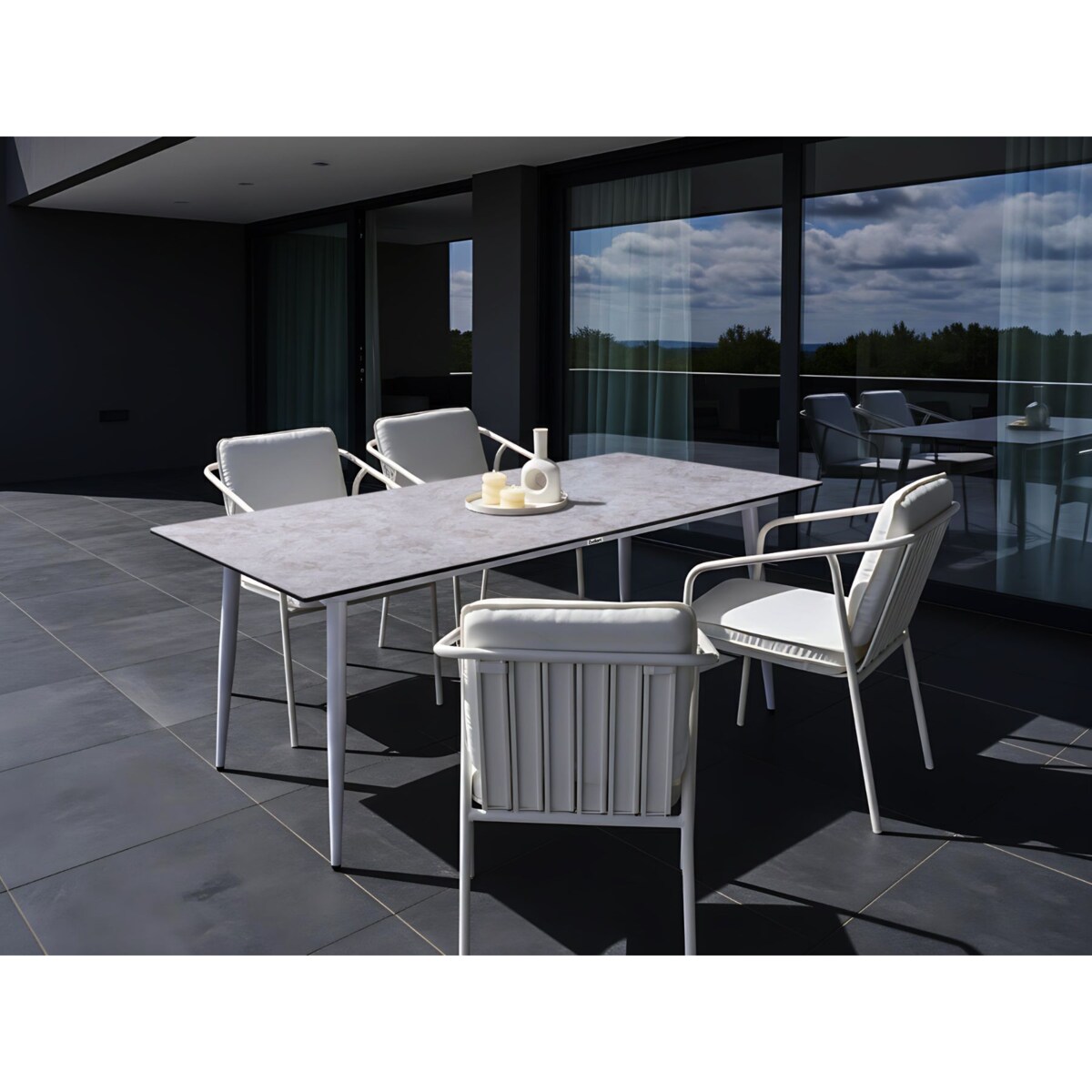 Stół ogrodowy TOLENTINO 180 cm 90 cm Imitacja kamienia Jasnoszary