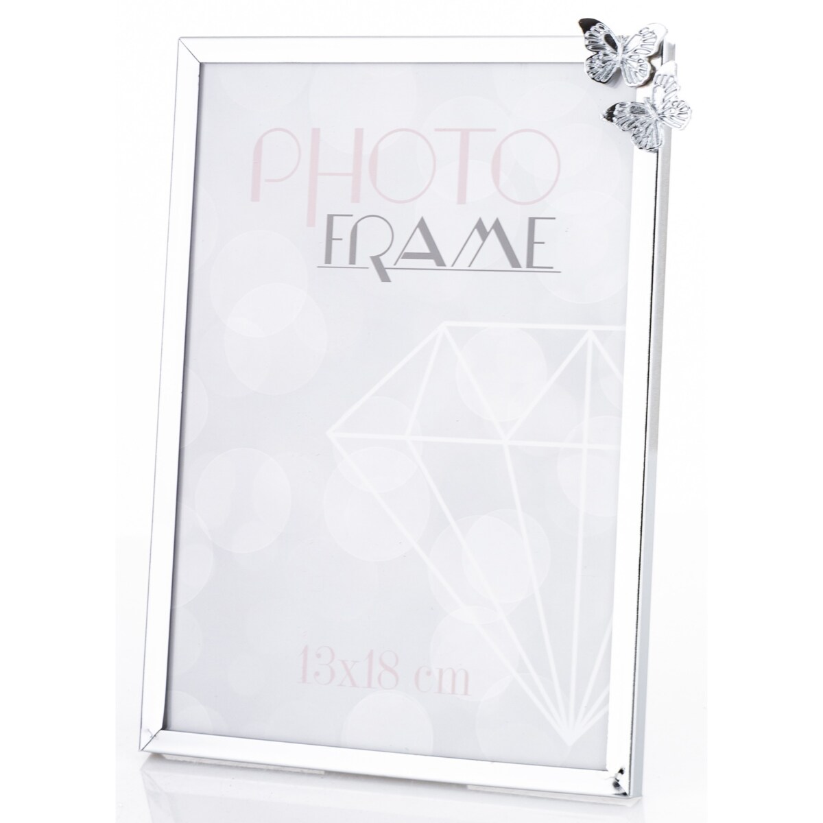 Ramka srebrna na zdjęcie 18,5x13,5x1,5-9 cm FREM i 2 motyle