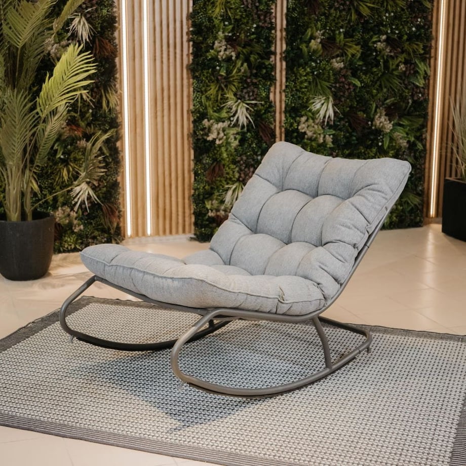 FOTEL BUJANY OGRODOWY VIBE Z SZARÄ„ PODUSZKÄ„