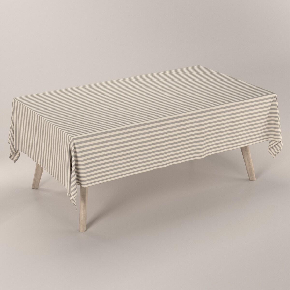 Obrus prostokątny 130 x 210 cm szaro-białe pasy (1,5cm)